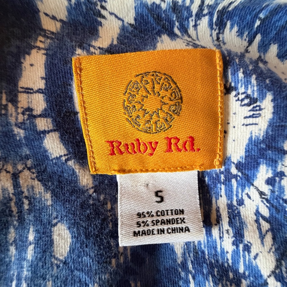 Ruby Rd. Blue and White Swirl Pattern Blouse - Picture 5 of 5